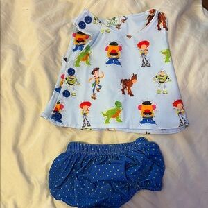 Baby Toy Story Print Top and Blue bloomer Set